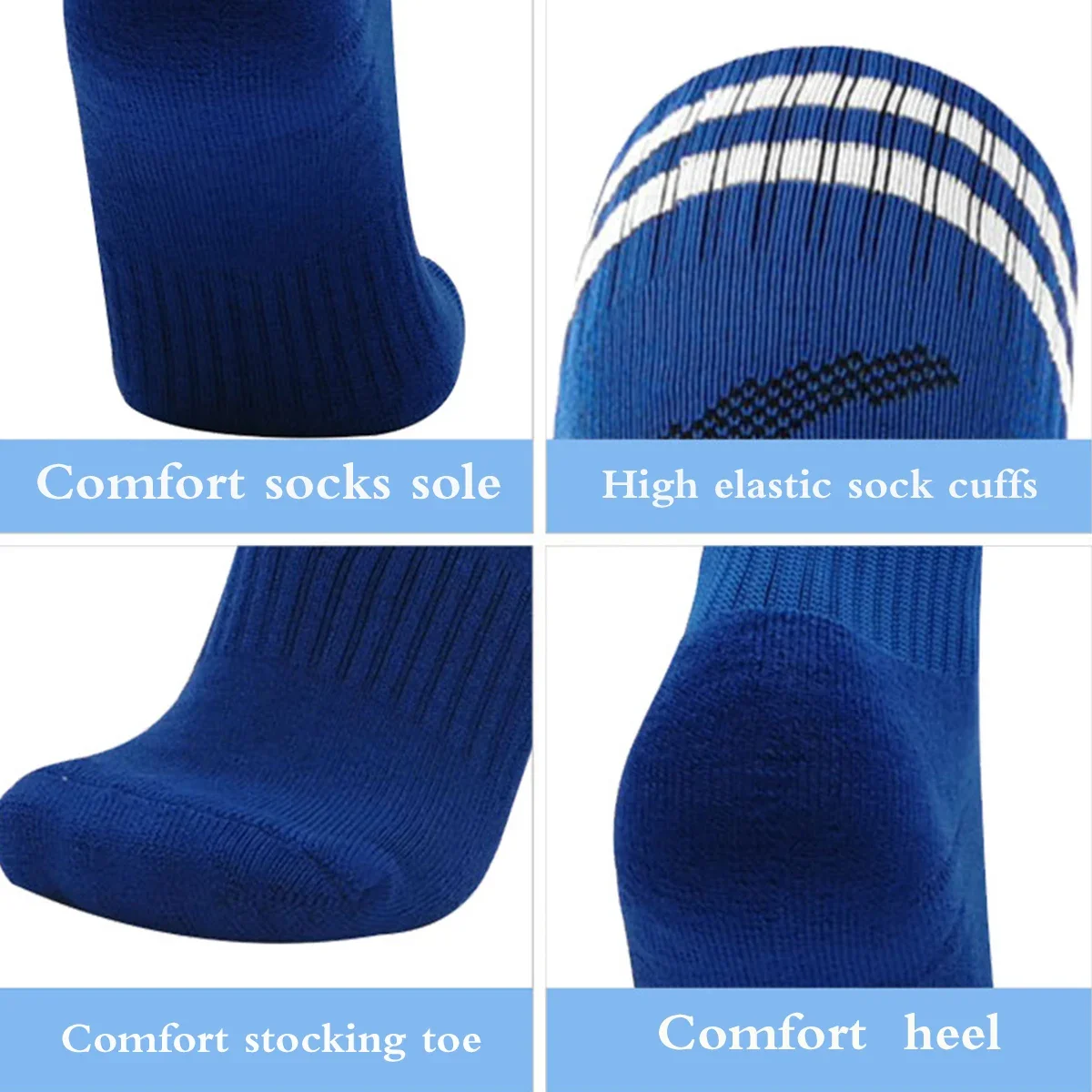 1Pair Soccer Socks Stripe Knee High Softball Baseball Team Sports Socks Breathable Football Socks for Men Women image 2