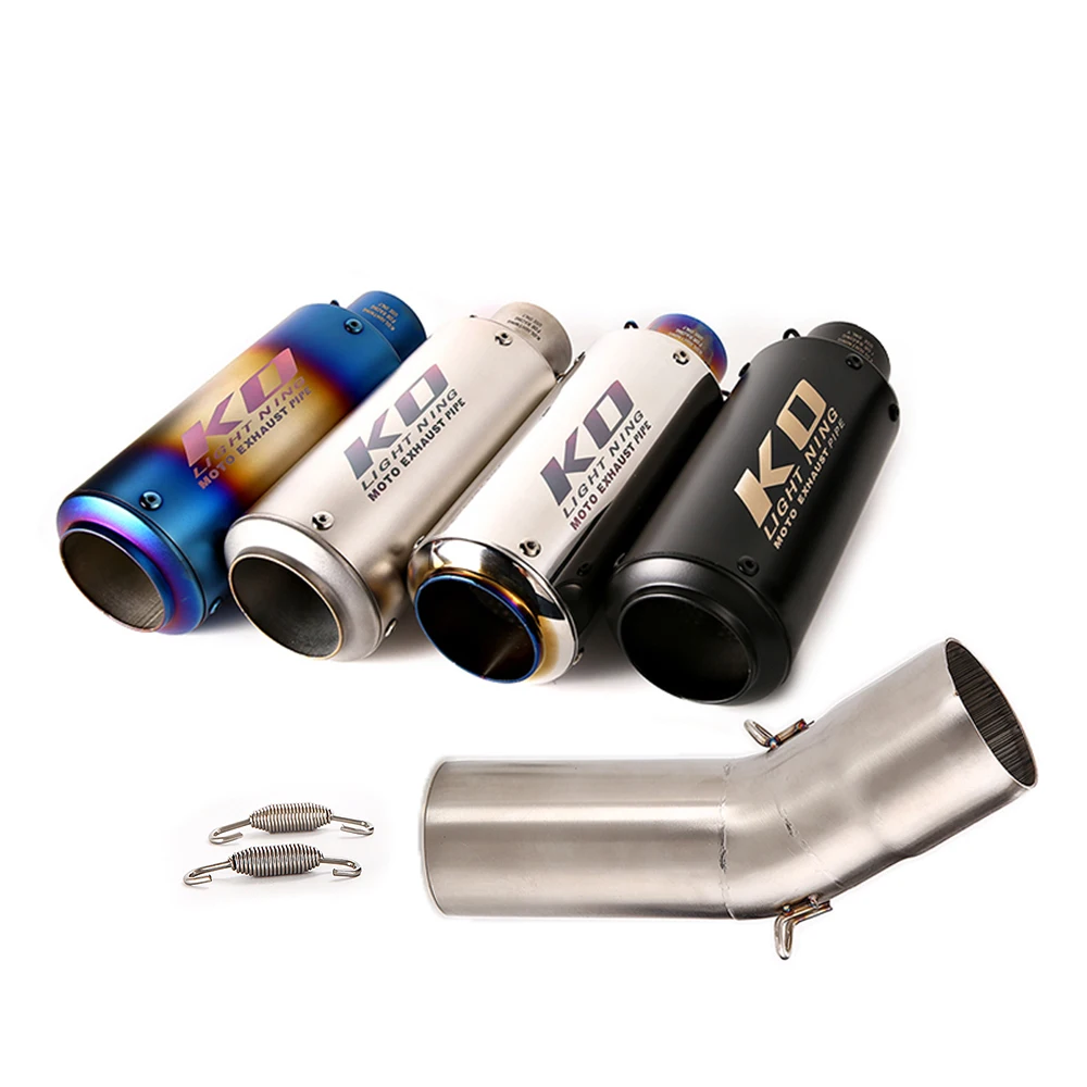 

51MM Universal Motorcycle Exhaust Tail Pipe Middle Link Pipe With DB Killer Slip On For Kawasaki ZX6R 2009-2023