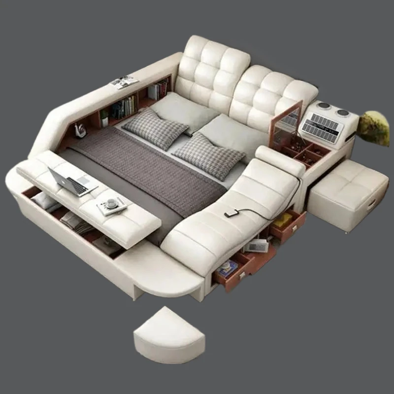 حار بيع لطيف تحت التخزين سرير مزدوج الجمالية ماستر غرفة نوم متعددة الوظائف إطار سرير مزدوج #1