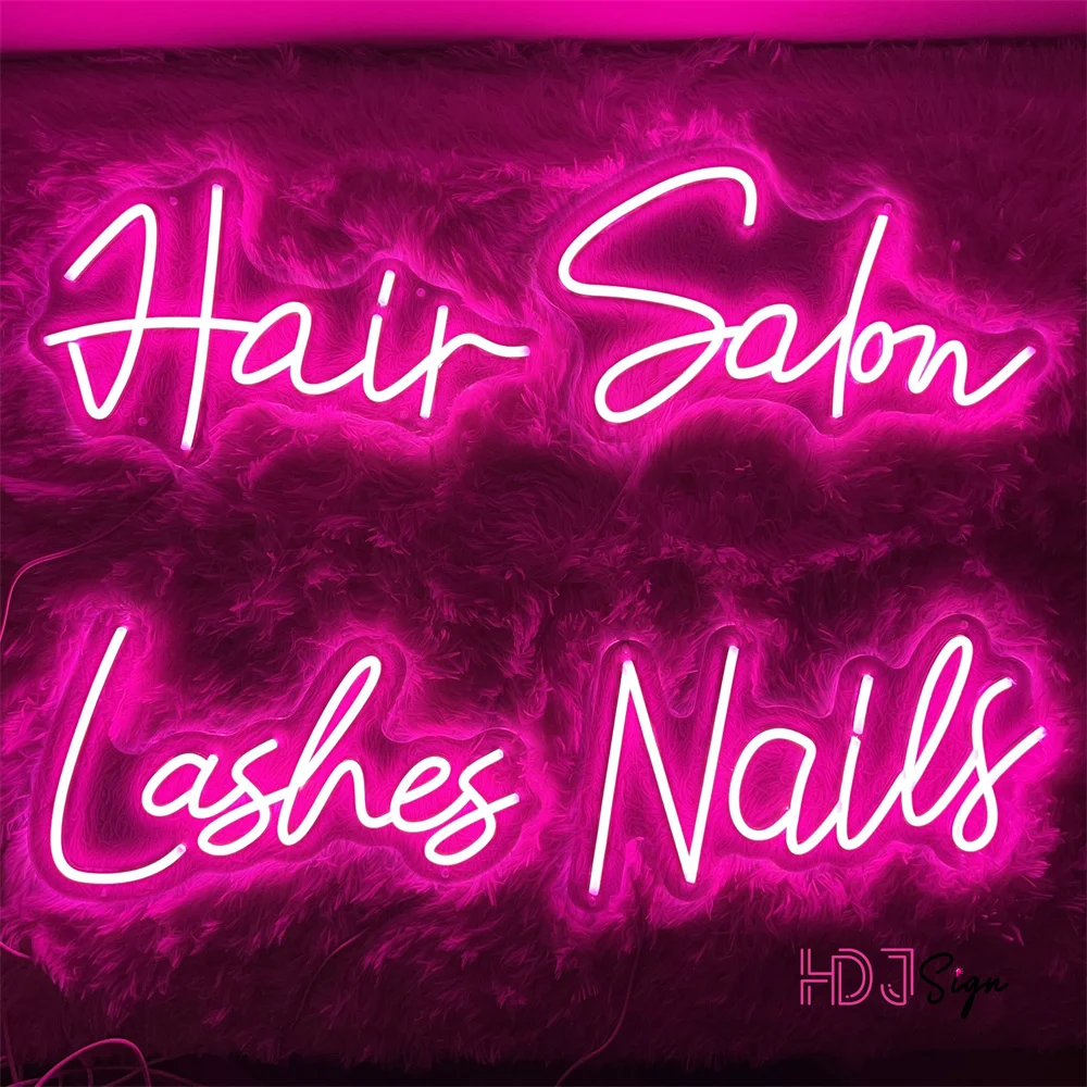 Beauty Salon Led Neon Sign Lights Hair Lashes Brows Nails Room Decoration Art Wall Hanging Neon Lights Led Sign Custom Neonlamp