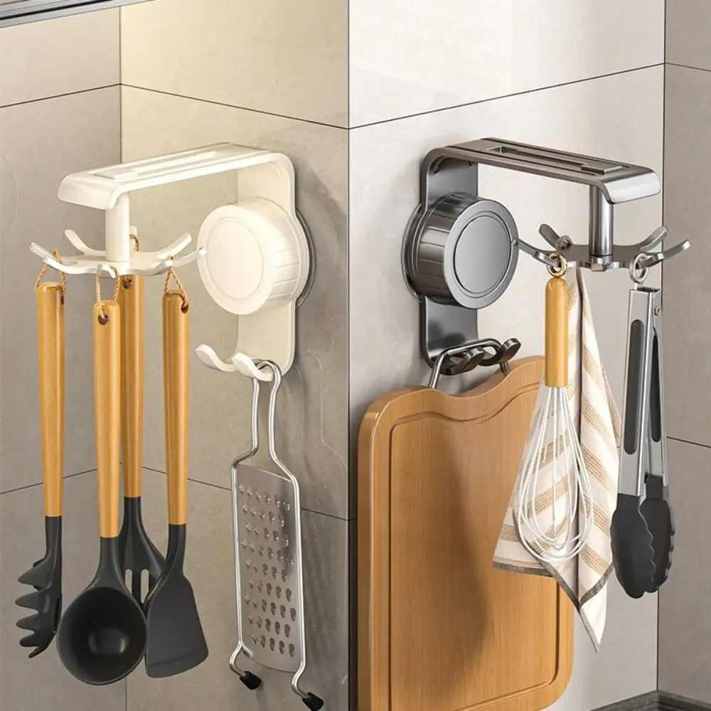 

Universal Non Punching Kitchen Hook Wall Mounted Space Saving Spatula Storage Rack 360 Degrees Rotatable Utensil Hanger Bathroom