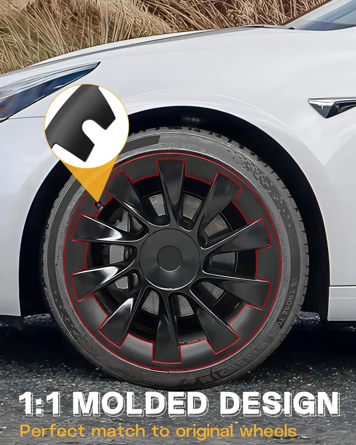 20 Inch Rim Protector Compatible with Tesla Model Y,Tesla Wheel Protector Made of ABS+PC Material,Durable and Wear-Resistant