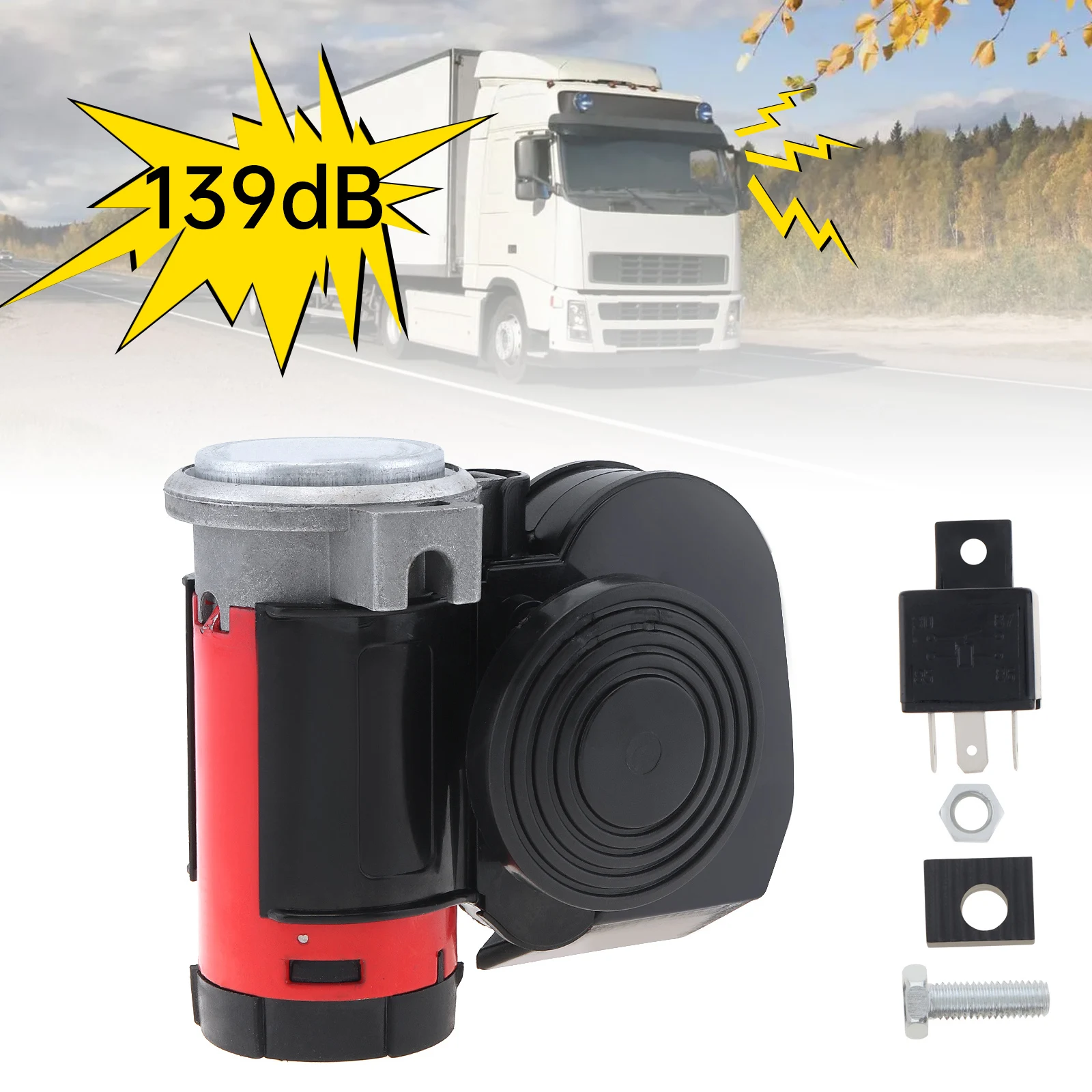 12V 139dB Black Snail Compact Dual Air Horn sound signal Car Train Air Horn for Car Vehicle Motorcycle Yacht Boat SUV Bike