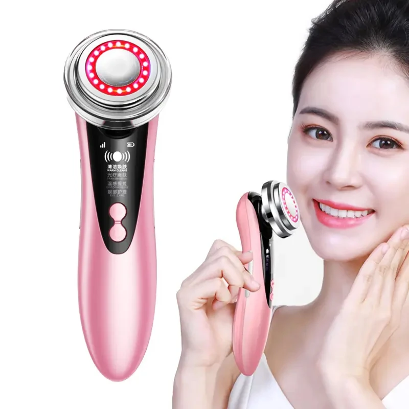 New 5 In 1 Handheld Ultrasonic Electric Photon Facial Massager Cleanser Face And Body Massage Beauty