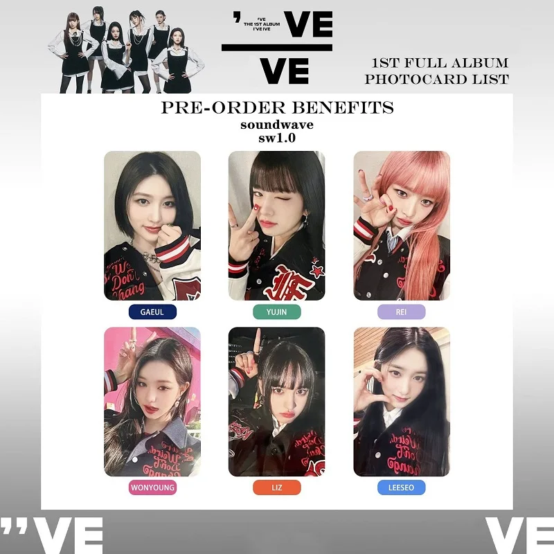 6pcs/set Kpop Idol IVE Lomo Cards 《1’ve IVE》SOUND WAVE Photocards Photo Card Postcard for Fans Collection