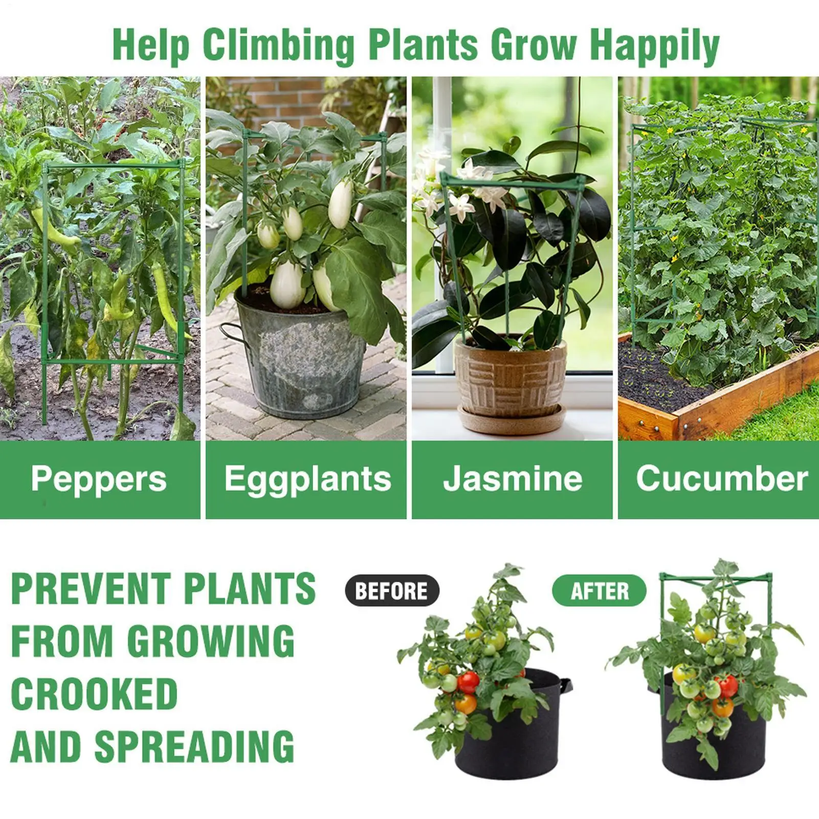 Tomato Trellis Plant Support Trellis With Grow Bags Adjustable Tomato Stakes For Home Indoor Outdoor Balcony Patio Deck Ground