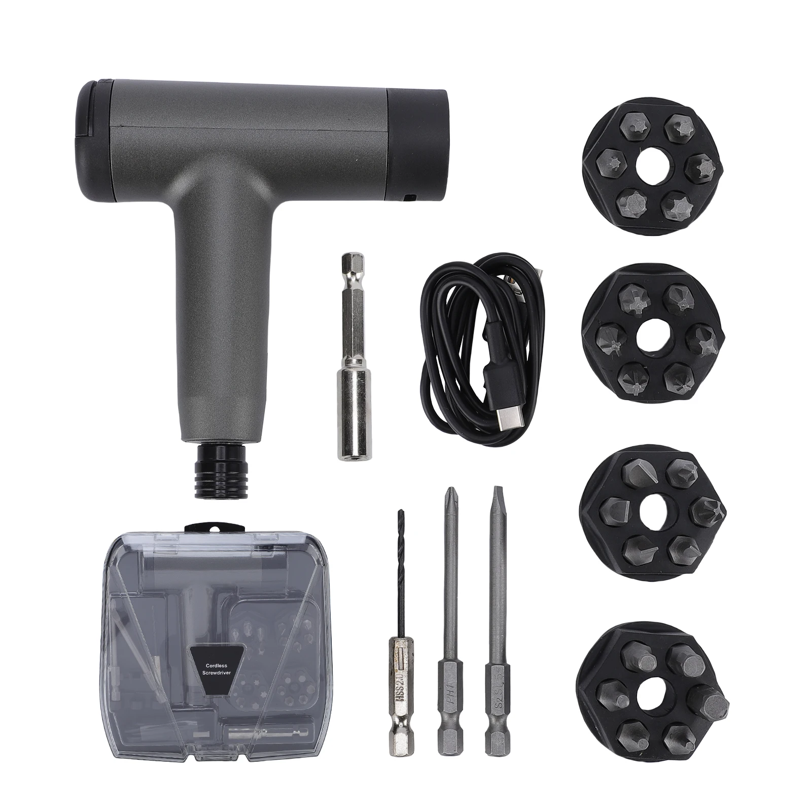 3.6V Cordless Rechargeable Electric Screwdriver Kit 3 Torque Settings USB-C 1500mAh LED Light for Furniture/Electrical Repairs