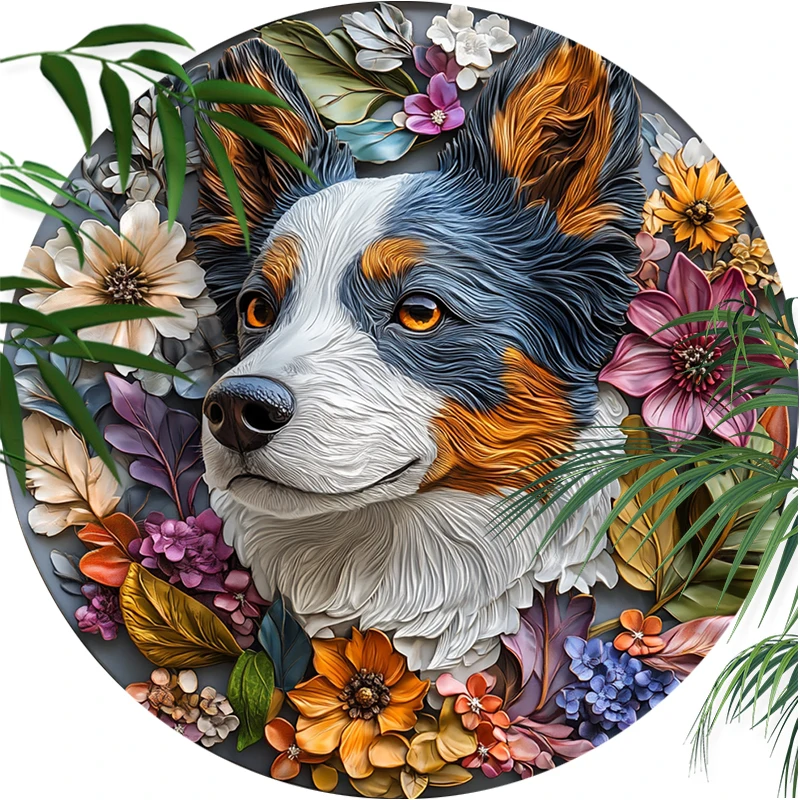 Australian Cattle Dog Pet Ornaments - Waterproof & Sunscreen Circular Aluminum Paintings | Perfect Christmas