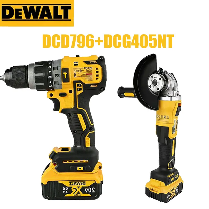 

Набор аккумуляторных инструментов DEWALT 20V: Бесщеточная угловая шлифмашина DCG405NT и дрель-шуруповерт DCD796 для обслуживания автомобилей