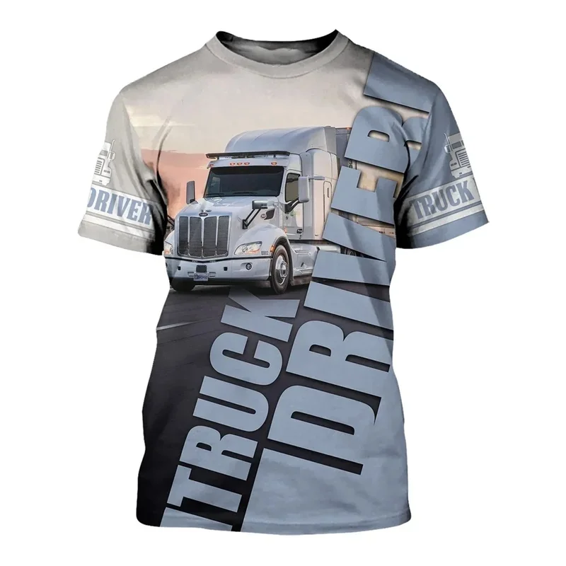 1 Piece Custom Your Picture Heavy Car Long Cargo Work  Neutral Street Clothing Short Sleeves. Men'S 3D Print Truck Driver T -Shi