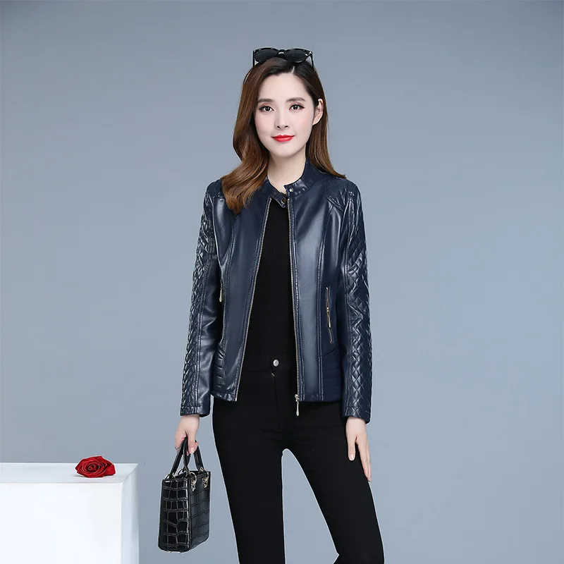 Faionable Leder Jaet Damen Casual Slim Fit ort Zipper Sle Koreanische Version Frühling Herbst Oberbekleidung