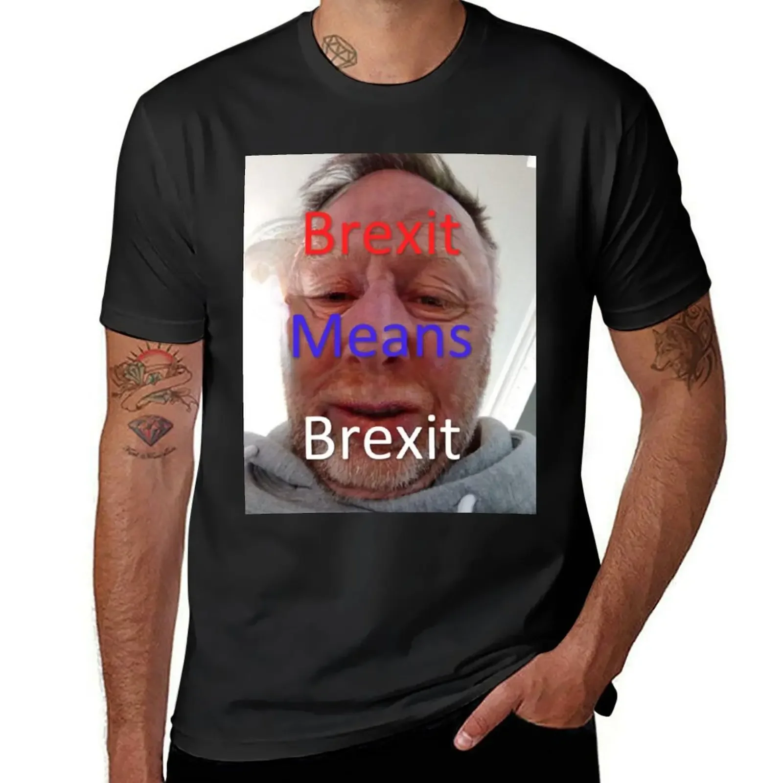 Limmy Brexit Means Brexit Face T-Shirt blanks blue archive graphic tee shirt men clothing