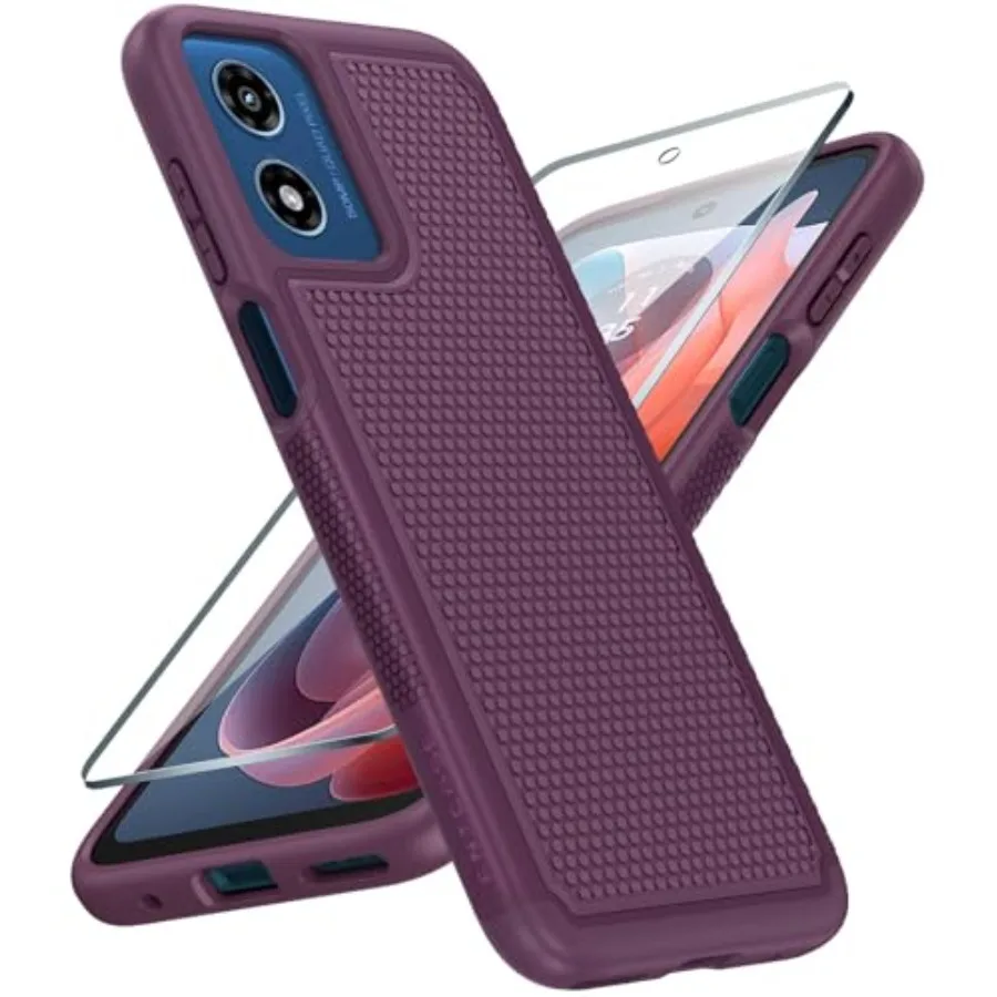 

Mo Moto G-Play-2024 Case: Dual Layer Protective eavy Duty C Pone Cover Sockproof Rugged wit Non Textured Back - Military Protec