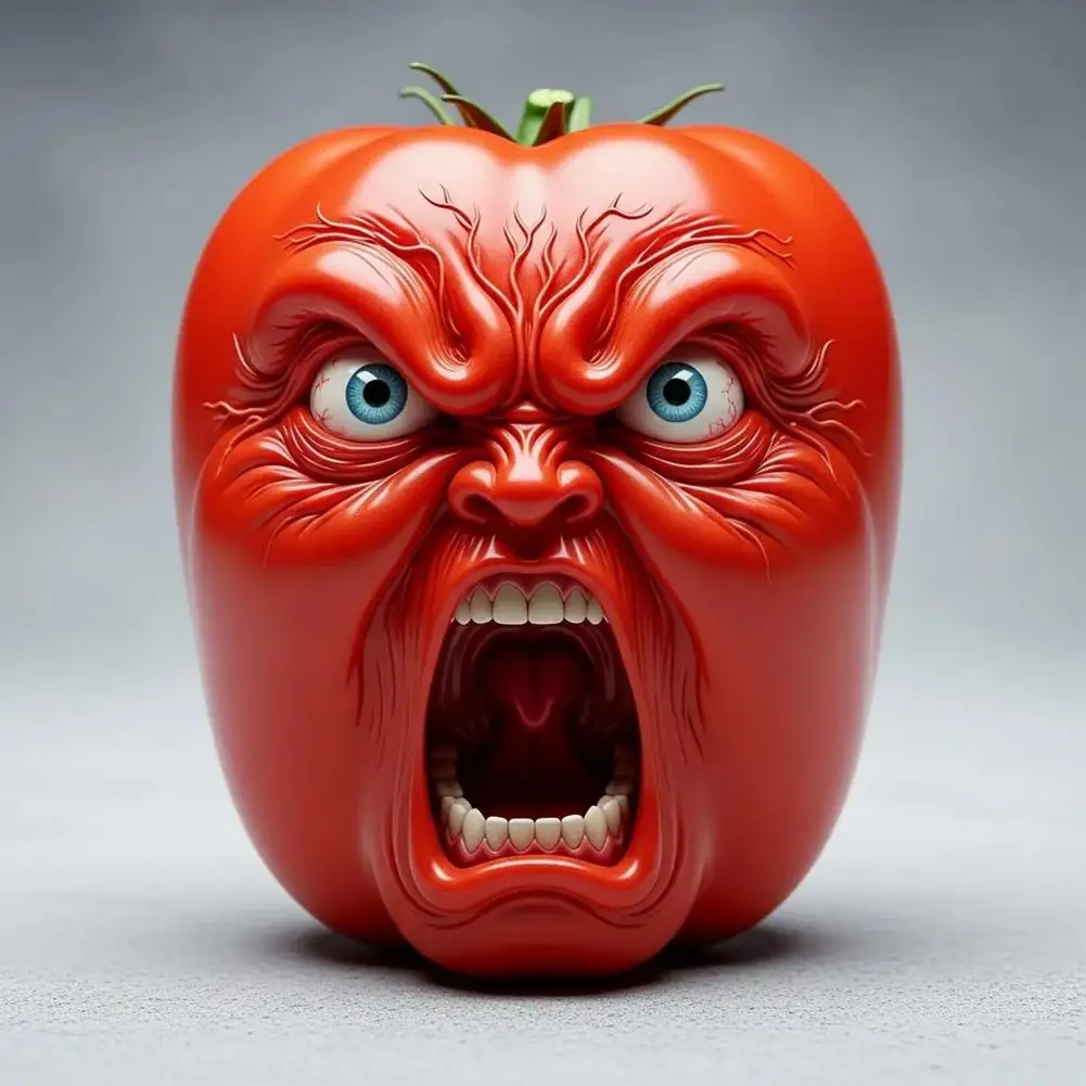 Eye-catching Kitchen Accessories Screaming Vegetables Figurine Set Resin Evil Carrot Tomato Pepper Statue Emotional for Kitchen