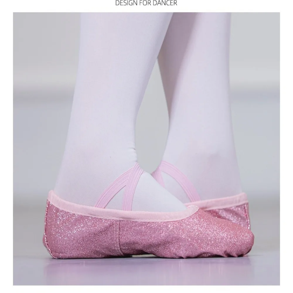 Chaussures de ballet à semelle souple pour filles, jolies chaussures de princesse pour adultes, griffe de chat élastique professionnelle, chaussures de classe de danse, or rose, 1 paire