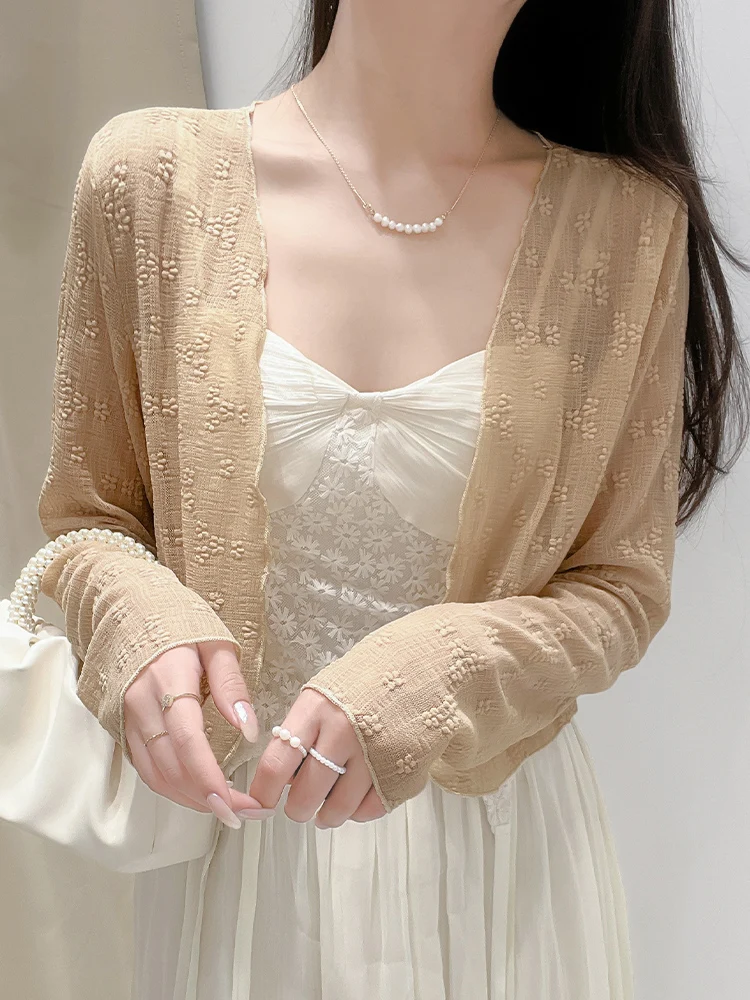 

Женский летний кардиган с кружевными вставками и вырезами, приталенный, модный, для повседневной носки