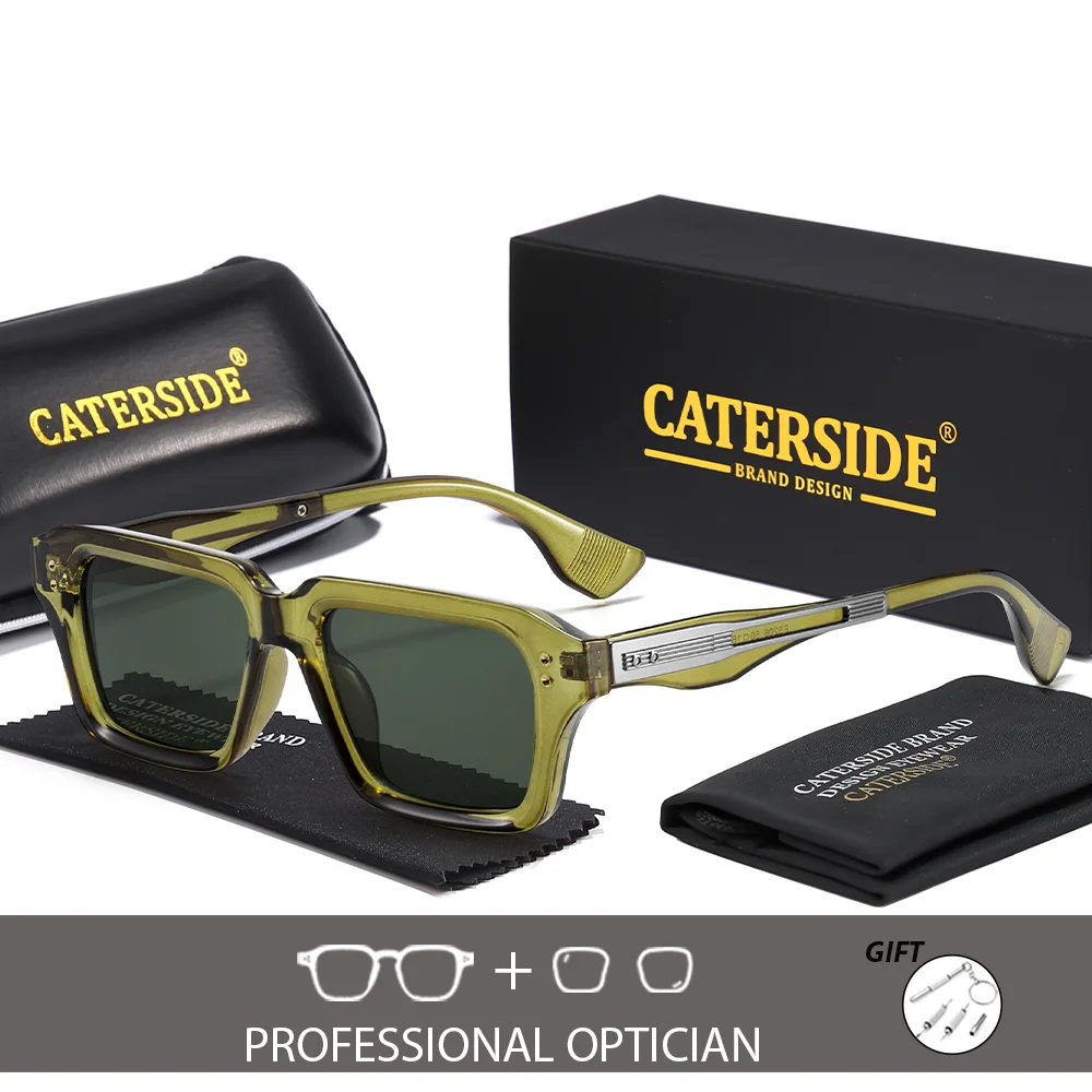 

CATERSIDE New Men's Vintage Square Prescription Sunglasses Women's Customize Prescription Outdoor Optical Sunshade Glasses UV400