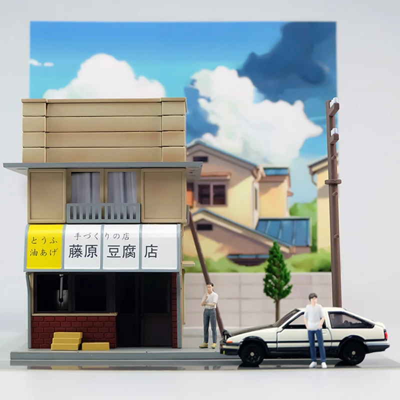 

1:64 Scale Initial D Fujiwara Tofu Shop New Theater & TV Double Doorhead Version Model Scene Layout Collection Toy Free Shipping