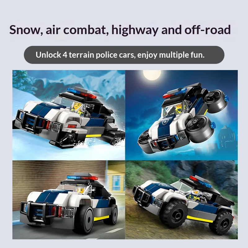 LEGO – blocs de construction série urbaine 60457, voiture de Police personnalisée, Garage, jouets pour garçons et enfants, cadeaux d'anniversaire et de noël