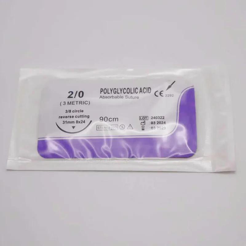 Veterinary PGA Absorbable Suture with Needle 90cm Pet Surgical Suture Supplies No Removal Surgical Supplies