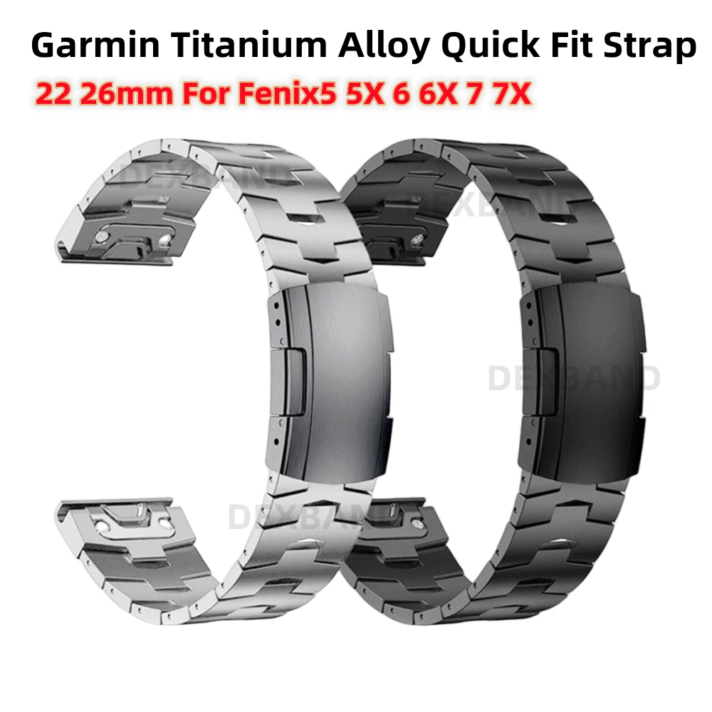 Garmin 22mm 26mm Quick Fit Titanium Metal Watch Band Bracelet For Fenix 7X 7 Solar / 6 Pro / 5 Plus/ Instinct/Epix Gen2 Strap