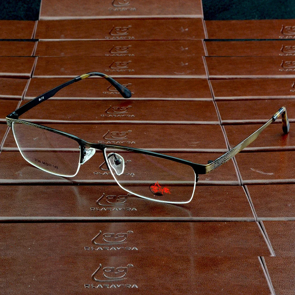 Clara Vida Quality Copper Metal Feel Half Rim Optical Glasses Frames For Men