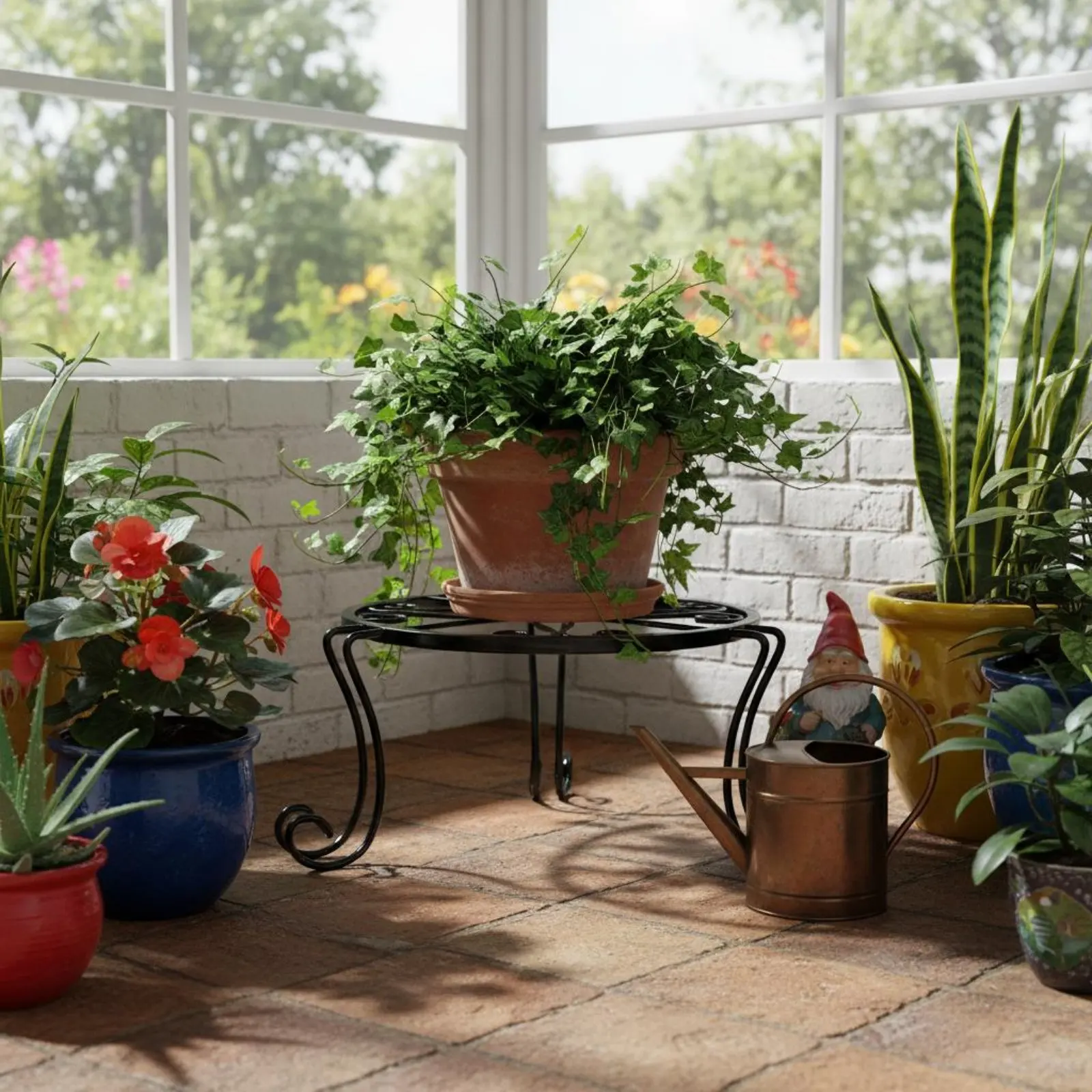 3 Pieces Wrought Iron Plant Stand Versatile Floor Plant Stand Wrought Iron Pot Holder Elegant Design Round Planter Support