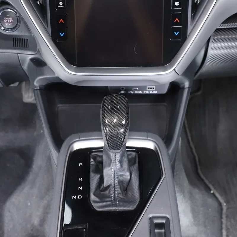 Real Carbon Fiber Car Gear Shifter Knob Head Cover Trim Interior Car Accessories For Subaru Crosstrek 2023-2024