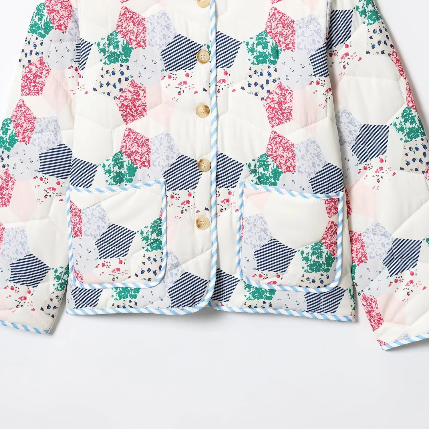 

JNLEAOG Autumn New Women's Faion Design Printed Long Sve V-Ne Cotton Jaet Loose Fit French Sle Polyester Fiber