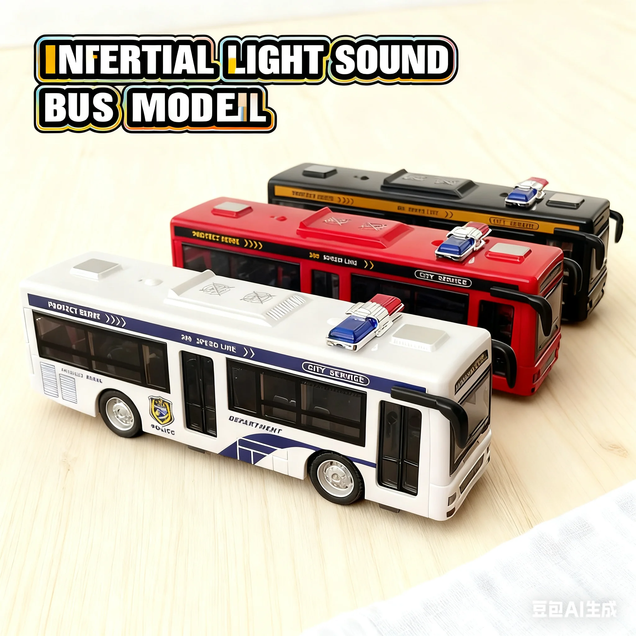 Children's Simulated Bus Model Door-opening with Light and Sound Effect Inertial Vehicle Sightseeing Bus Children Xmas Toy