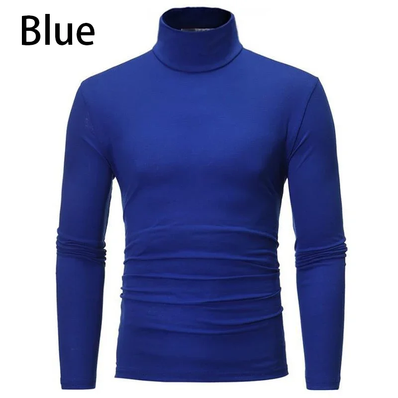 New Fashion Base Tee Shirt Men Slim Fit Knit High Neck Pullover Turtleneck Sweater Tops Shirt