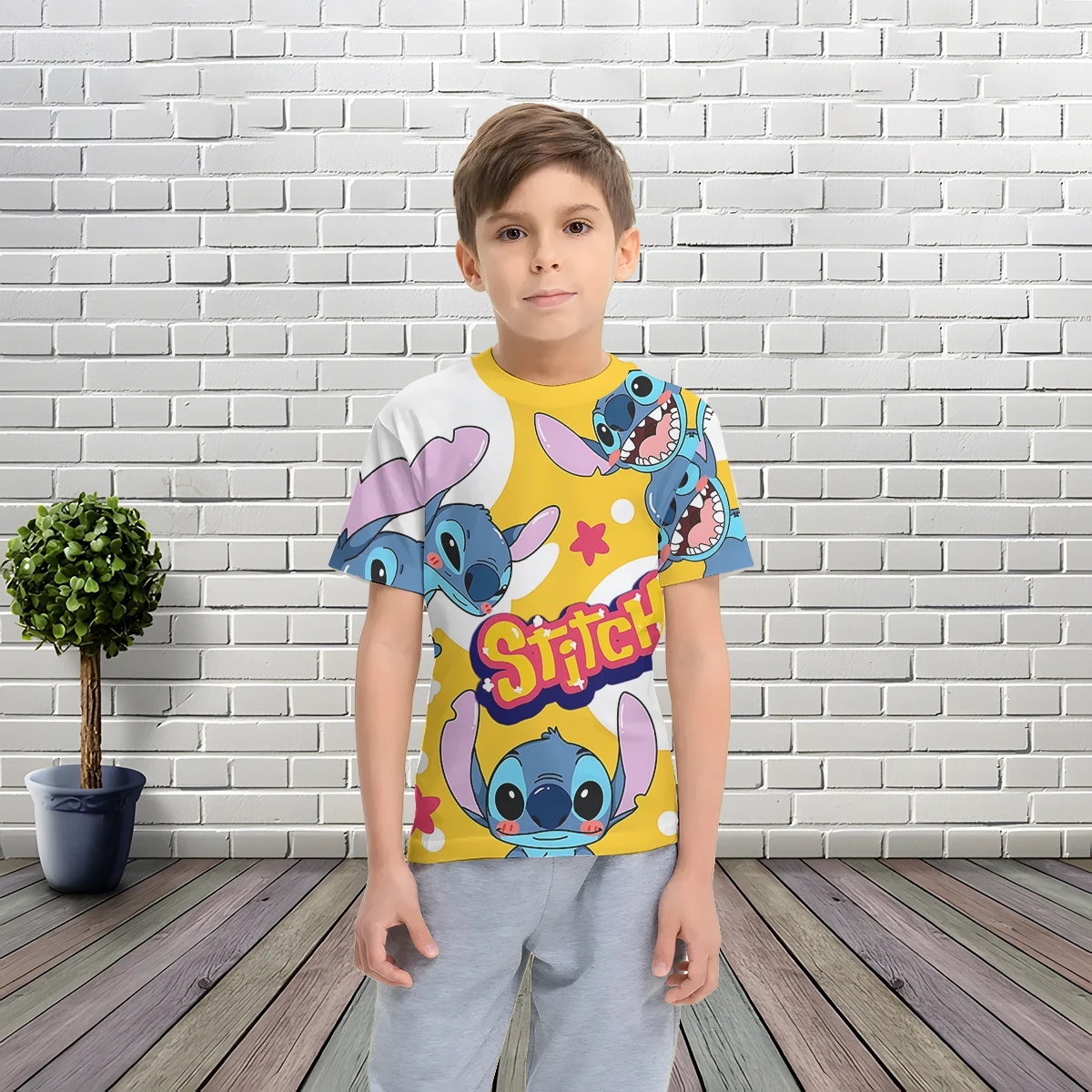 

Cartoon Lovely Stitch Disneys 3D Print Baby Clothing 5 To 14 Years Male Outdoor Clothes for Children Boy Girl Child Top Shirts