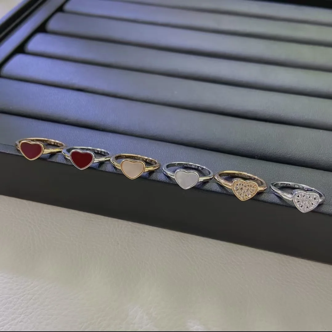 

Изысканные высококачественные кольца в форме сердца в европейском и американском стиле 2025 года, простые и модные кольца интернет-знаменитостей, S925