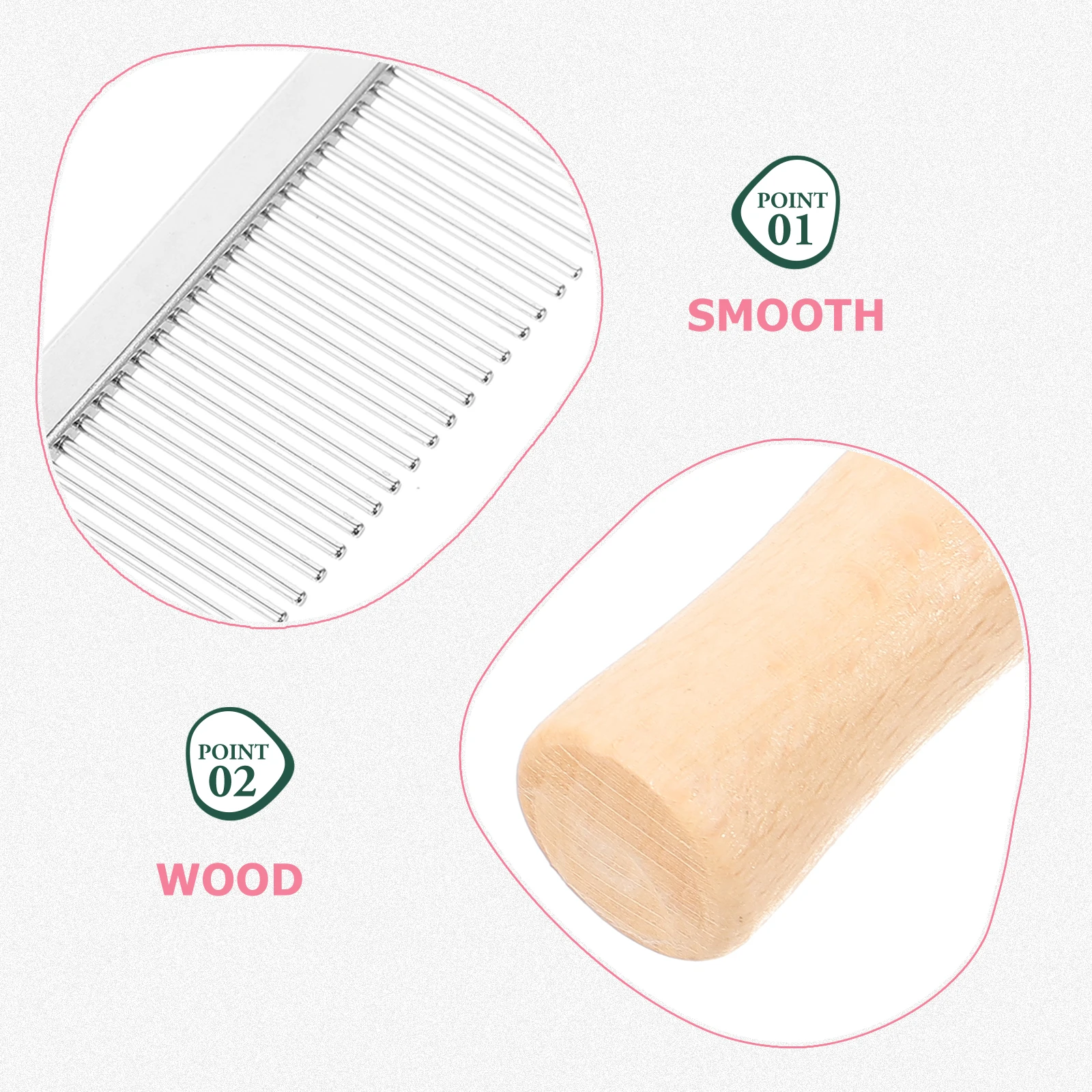 

Wooden Pet Comb For Dogs Grooming Rounded Needles Non-Slip Compact Lightweight Dematting Brush Dog Hair Removal