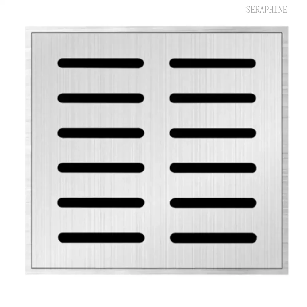 1pc Drainage Grate Cover Channel Double-Row Rainwater Hole Drain Floor with Frame Steel Stainless Drain Grate Outdoor