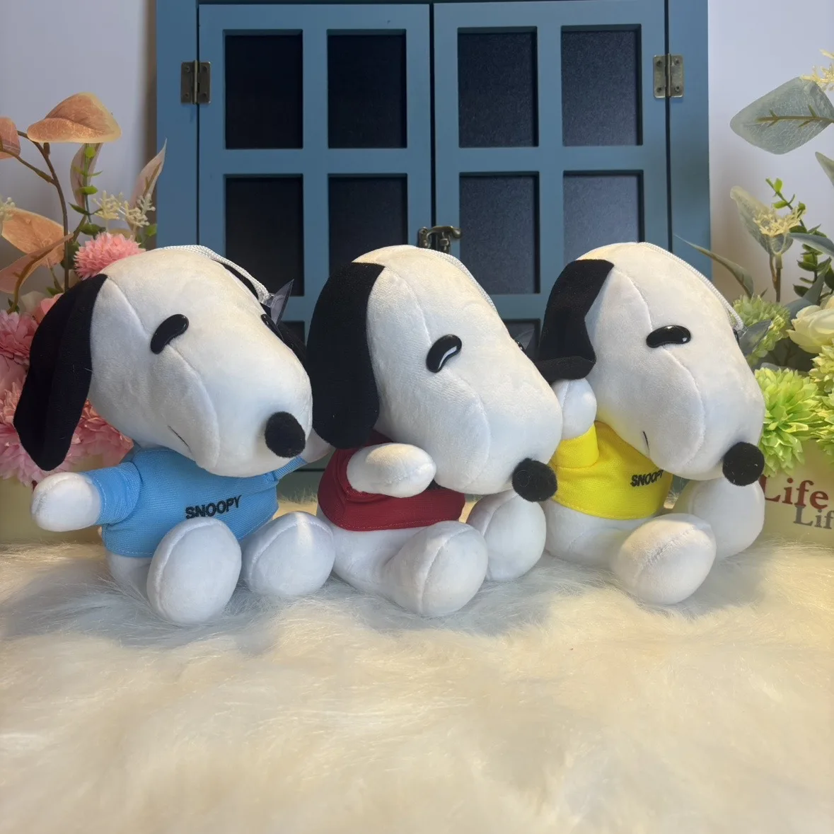 3piece 11-18CM Cute high quality Peanuts Snoopy Plush pendant toys Snoopy dog Woodstock KEY CHAIN animal toys