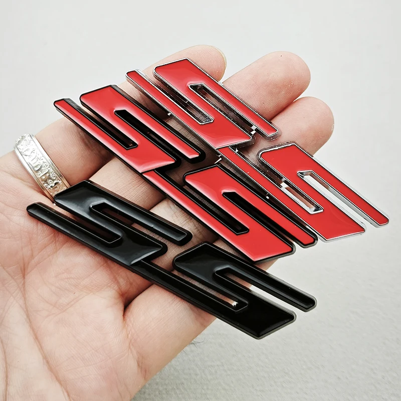 ثلاثية الأبعاد سيارة معدنية التصميم أحمر أسود شعار SS ملصق شعار الخلفي الجذع شارة لشروليه كامارو شيفيل إمبالا ماليبو اكسسوارات #3