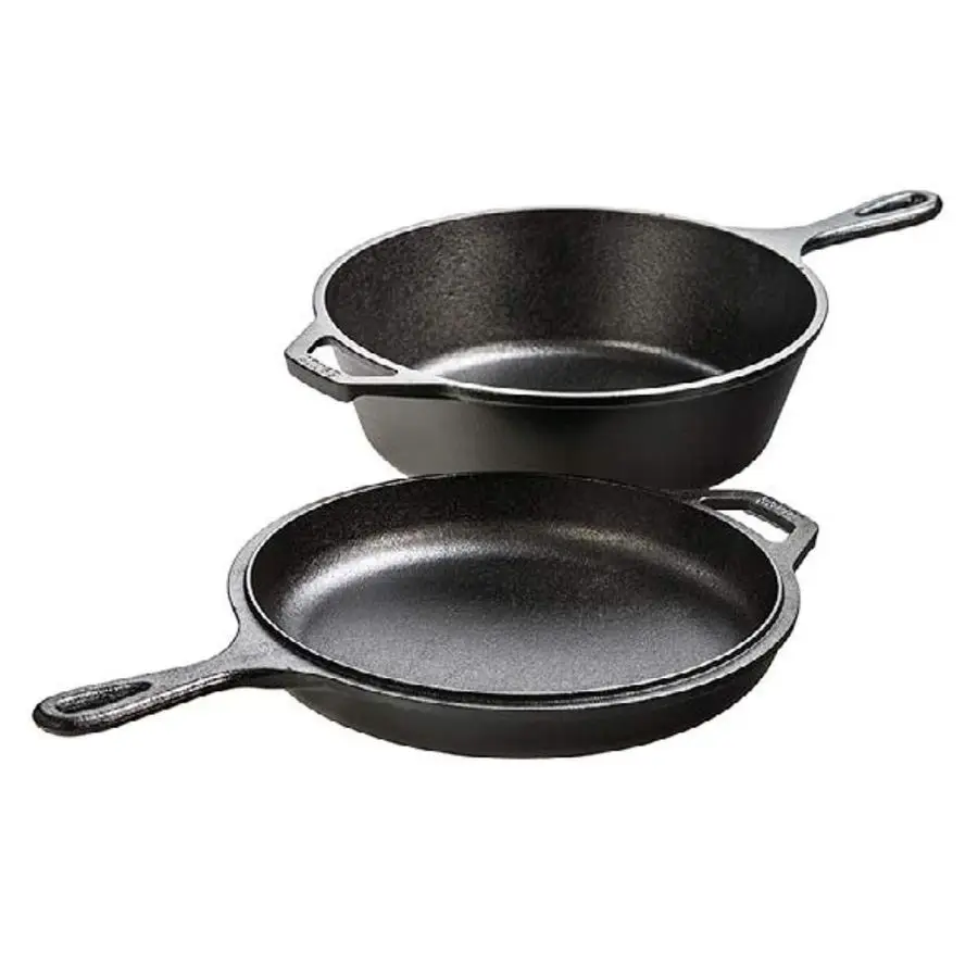 

PreSeasoned 2in1 Cast Iron Combo Cooker 3.2 Quart Deep Pot Cooker 10.25 Inch Frying Pan Use in the Oven, on the Stove, Grill, or