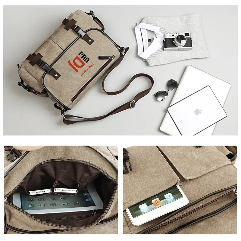 2024 Pionier Pro Dj Heren Schoudertas Reis Messenger Bag Waterdichte Mode Canvas Schoudertas Outdoor Casual Sportzak