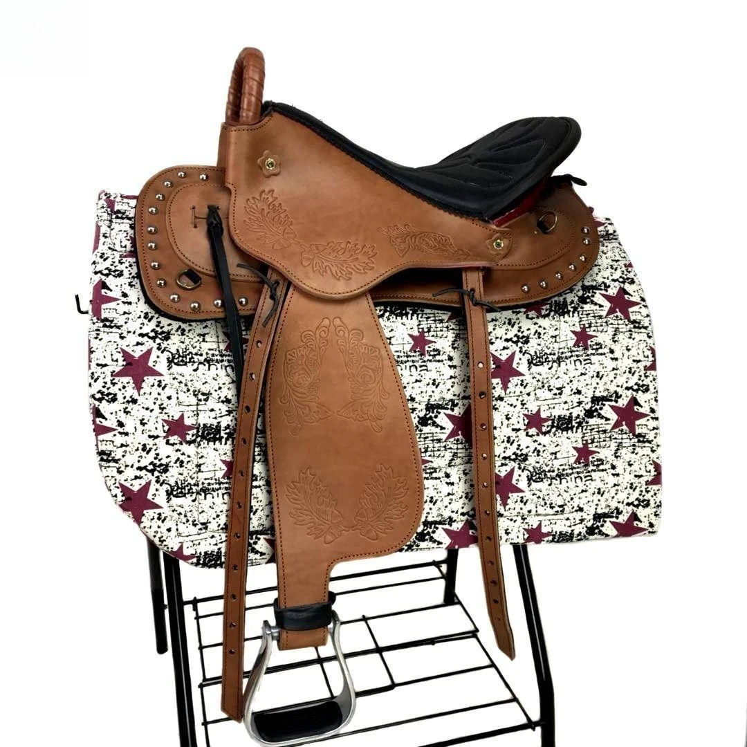 Saddle Full Set of Harness Accessories Pure Cowhide Western Endurance Saddle Tourist Saddle Mongolian Riding Equipment