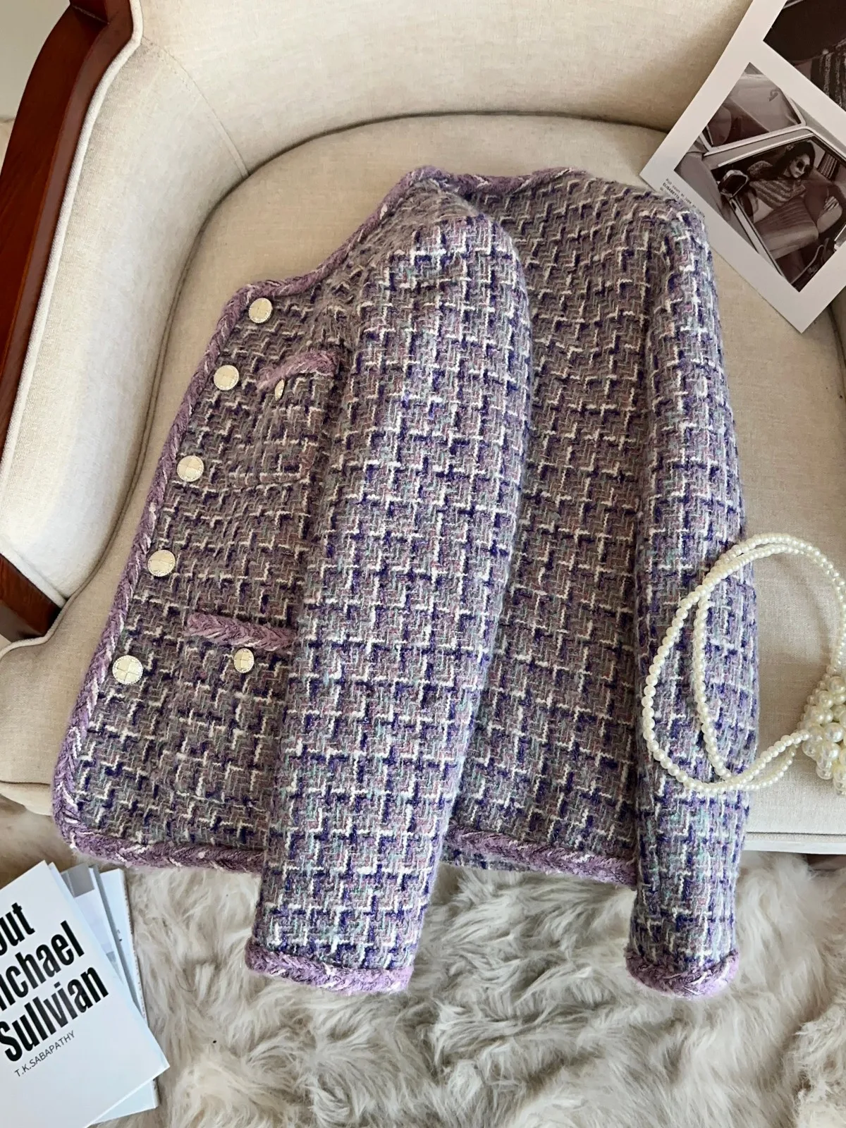 Abrigo de Lana Cálido para Mujer, Color Lila, Estilo Informal, para el Invierno 2024, Nuevo, Elegante, para Ir al Trabajo, Corte Regular