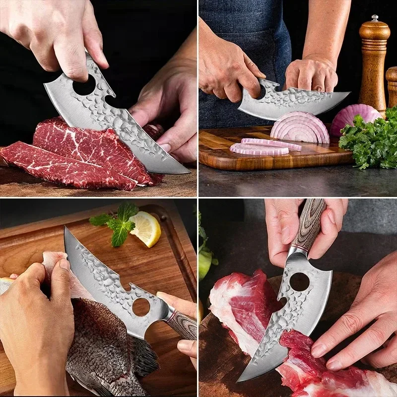 Kitchen Knives Set Handmade Boning Knife Profession Chef Butcher Knife Colored Wooden Handle Sharp Meat Cleaver Hand Tool