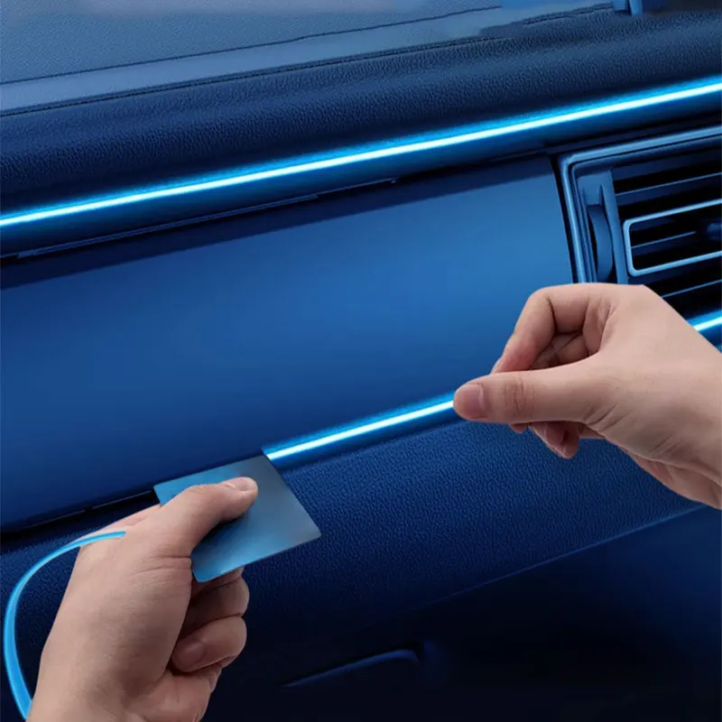 3 Meters 7 Colors in 1 Car Interior Accessories Atmosphere Lamp Cold Light Line With USB Decorative Dashboard Console LED Lights