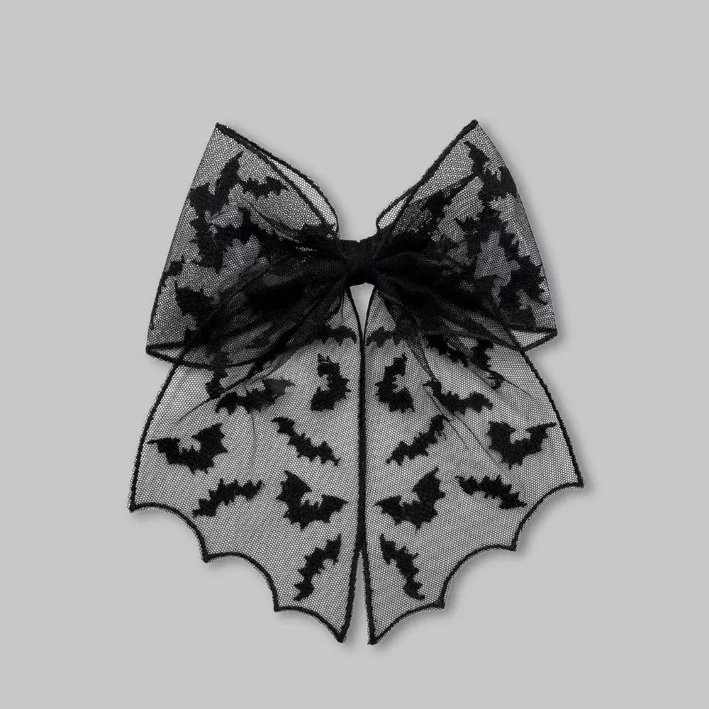 Creative Star Spider Web Hair Clip Lace Spring Clip Bat Head Veil Gothic Black Halloween Hairpin Cosplay