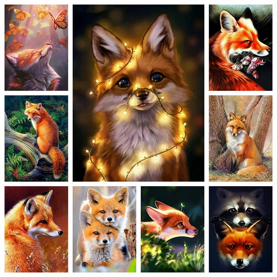 Niedliche kleine Fuchs Persönlichkeit 5d DIY Voll bohrer Diamant dekorative Malerei Mosaik Kreuz stich Geschenk Wohnkultur
