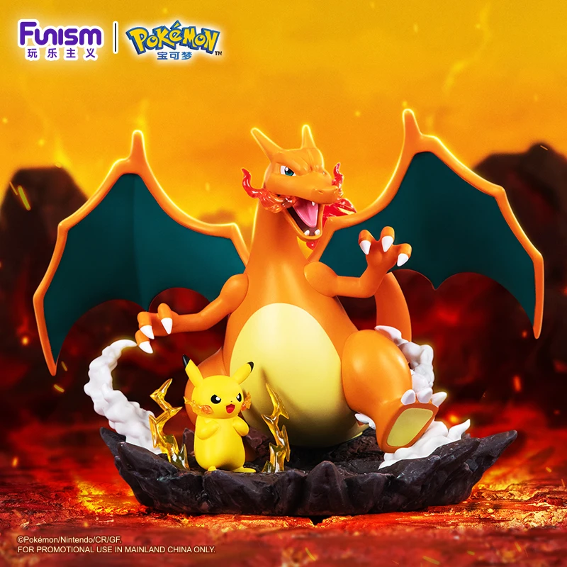 New Pokemon Anime Action Figures Charizard With Pikachu Dolls Funism Genuine Desktop Ornaments Model Collection Gift Kid's Toys