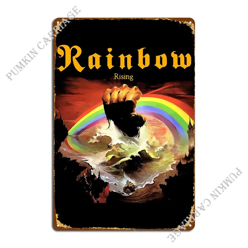 Rainbow Rising Band Poster Metal Plaque Pub Party Plates Design Wall Decor Tin Sign Poster