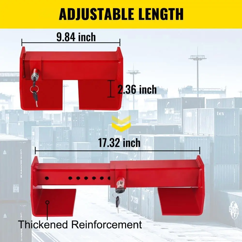 Cargo Container Lock 9.84"-17.32" Locking Distance Semi Truck Door Locks with 2 Keys Shipping Container Accessories Red