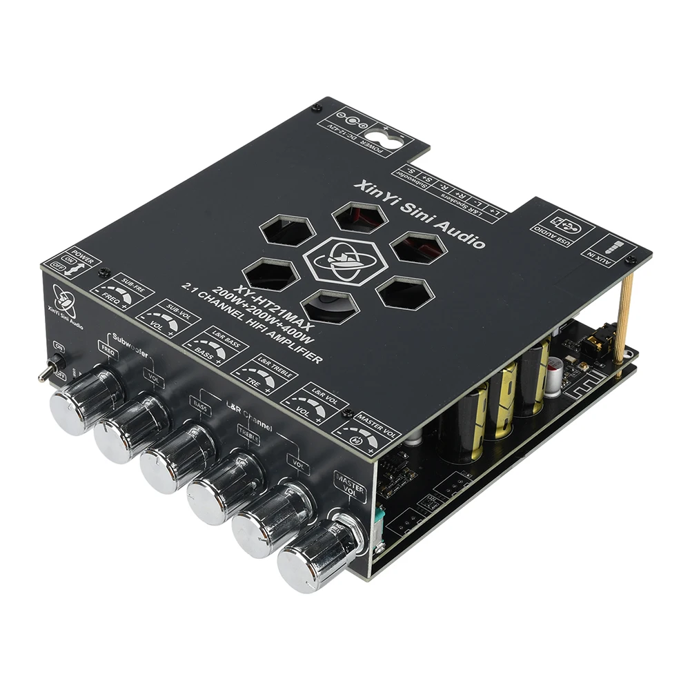 

Модернизированный XY-HT21MAX 2,1-канальный TPA3223 200 Вт x 2 + 400 Вт Bluetooth цифровой модуль усилителя мощности сабвуфер высокого и низкого тона