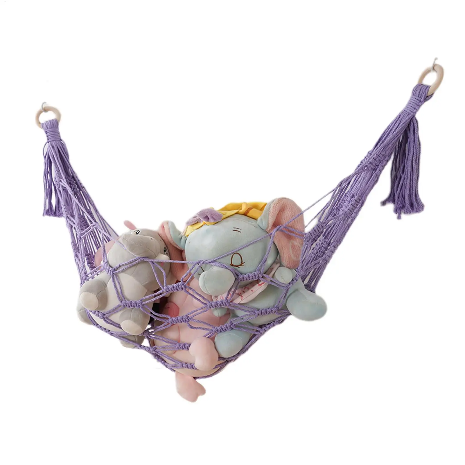 Stuffed Animal Hammock Toy Net Wall Mounted Corner Holder Handmade Woven Lace Hammock Children Room Wall Storage Bag